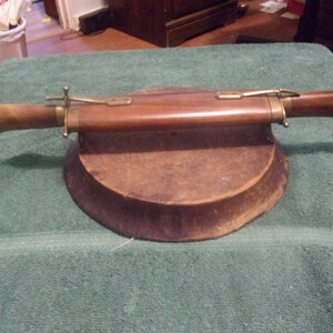 Vintage Hand Carved Wood and Brass Knife & Fork Carving Set