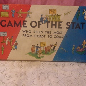 Vintage 1954 Game of The States Board Game