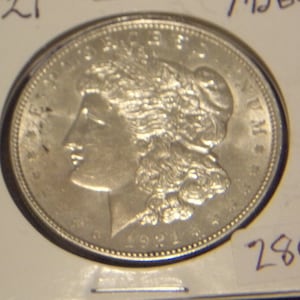 BU Gem 1921 p Morgan Silver Dollar-28c