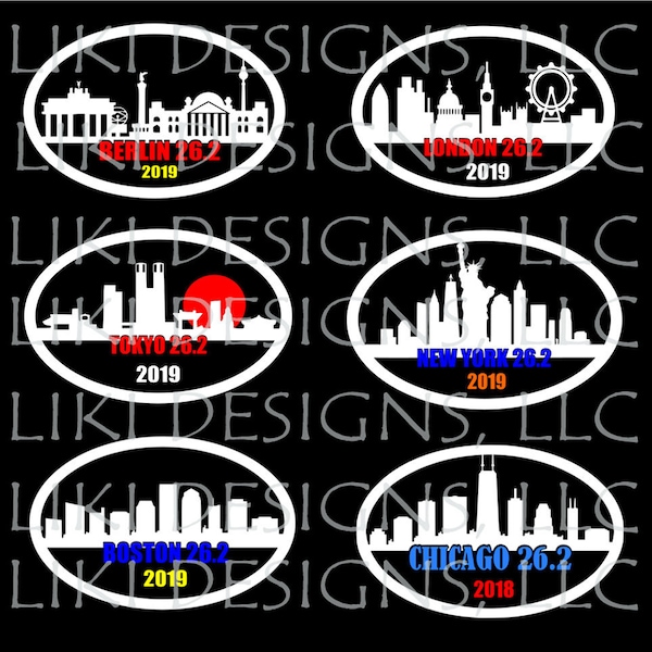 4" wide oval white/full color RUNNING DECAL, with CUSTOM options. Marathon, 1/2 Marathon, 10k, 5k Running Decals. High Quality Vinyl Decals.