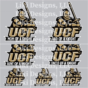 Mom/Dad/Sister/Brother/Uncle/Aunt of a UCF knight vinyl decal for car, laptop, windows. WHITE or FULL color available.