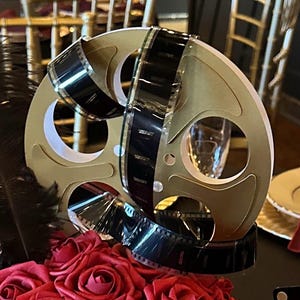 8in Hollywood Cardstock Vintage Movie Reel. Hollywood Party. Hollywood Centerpiece. Film-themed Centerpiece. 3D Look Movie Reel