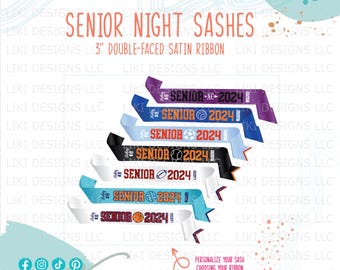 Personalized Sport Senior Night Sash, Double Sided Satin