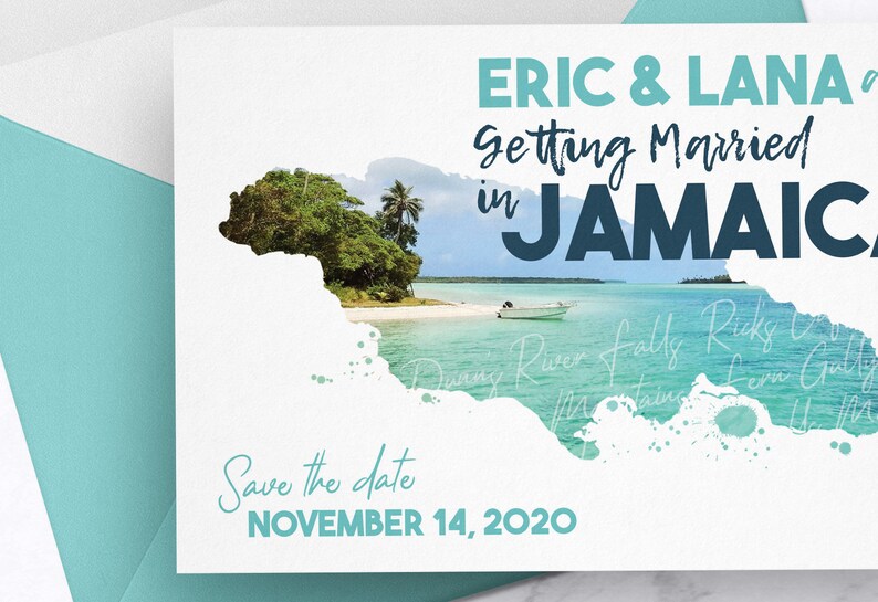Destination Wedding Invitation Jamaica Map Invites Beach | Etsy