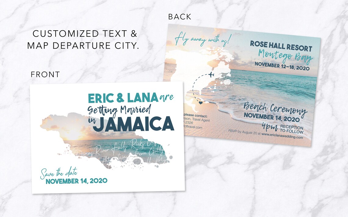 Destination Wedding Invitation Jamaica Wedding Invitation Etsy