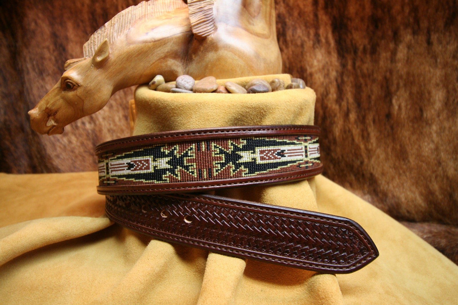 Custom Handmade Beaded Ceinture en cuir intitulé voleurs de Etsy