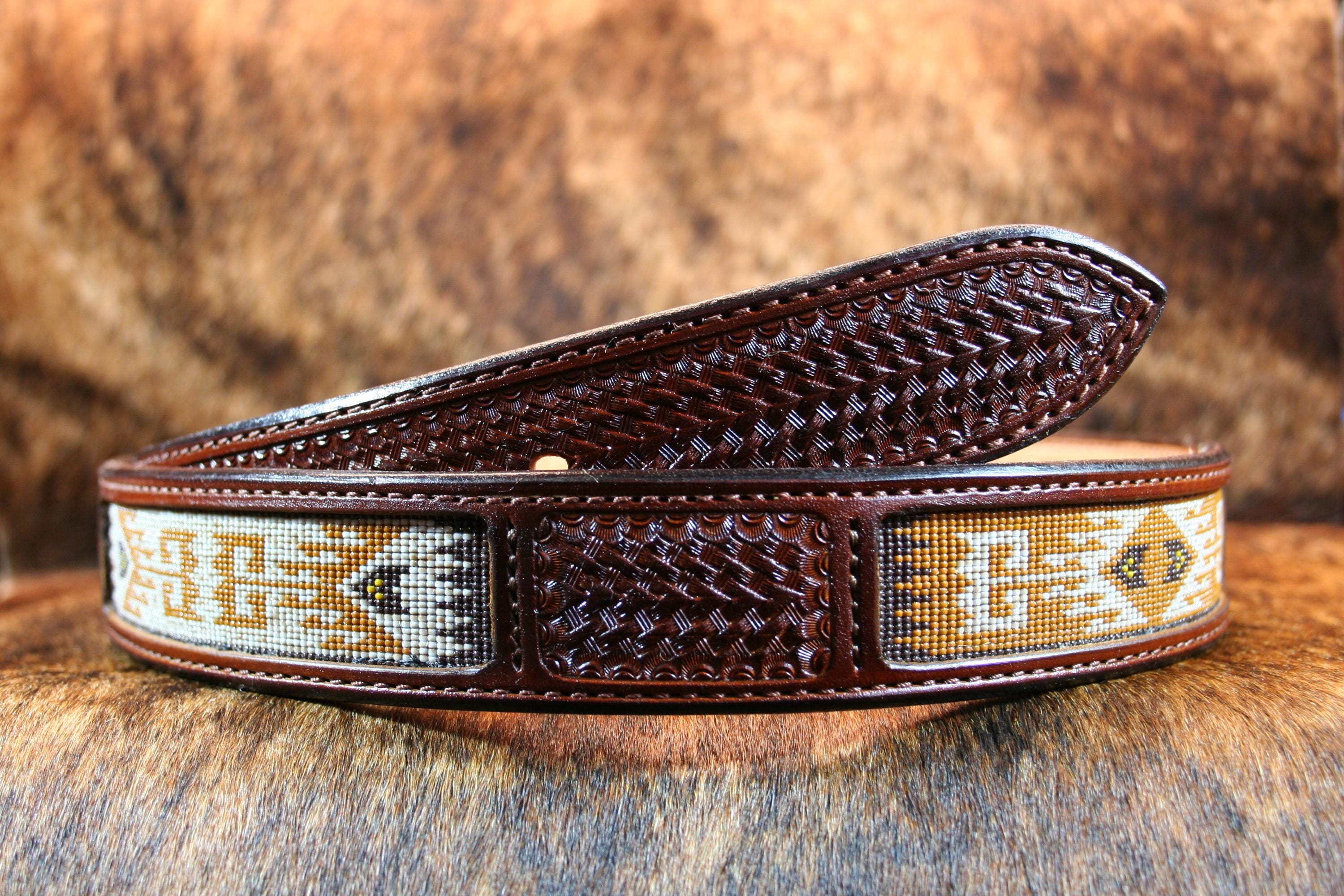 Sunstone Trail Beaded Leather Belt – Southwestern Floral  display picture 2