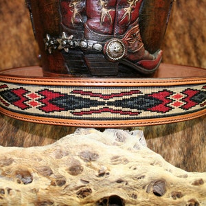 Beaded Leather Belt, Titled HH4 Natural Color Leather