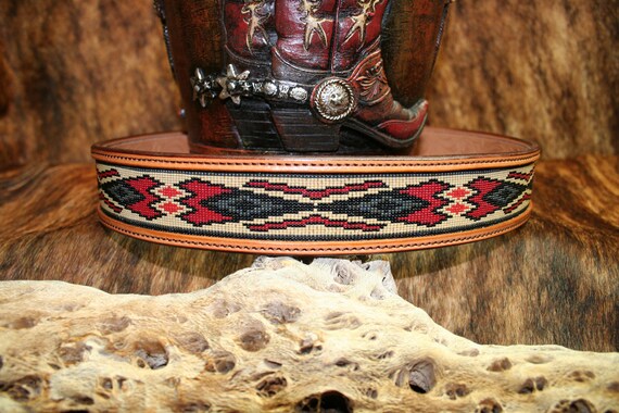 Silver Mesa Artisan Western Style Beaded Leather Belt - Etsy 