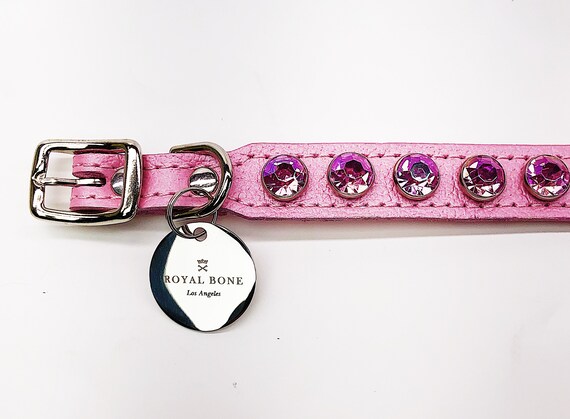 Xxs large Sizes Pink Pearlized Leather Pink Rhinestone Row