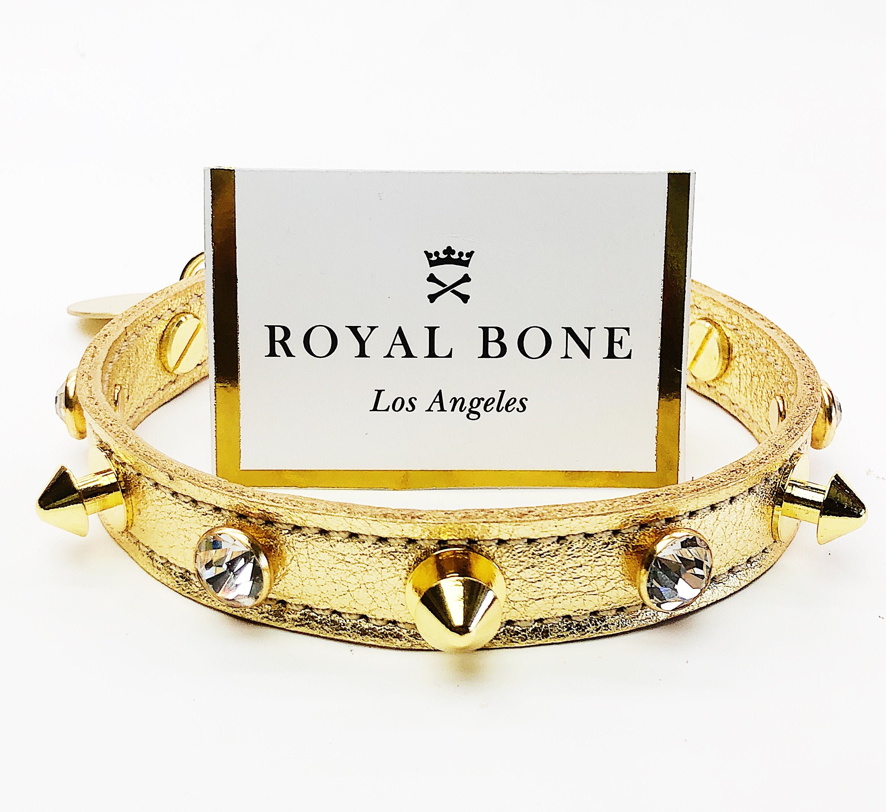 XXS-Large Sizes Glam Gold Metallic Leather Gold Rounded Spikes Gold R…