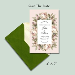 Peony Save The Date, Peonies Save The Date Digital Download, Digital Download Save The Date