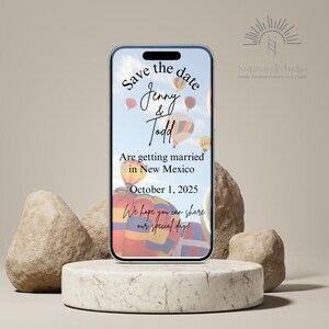 Hot Air Balloon Wedding Save The Date Digital Mobile, Save The Date Editable download