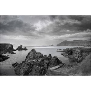 Art mural littoral, photographie de paysage irlandais, impression photo, impression de photographie irlandaise, photographie d&#39;art noir et blanc, photographie d&#39;Irlande