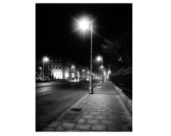 Night City Black And White Dublin Ireland Photography Landscape, Dublin Photography, Dublin Print, Large Wall Art, Home Décor, Irish Art