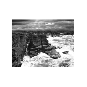 Impresión fotográfica costera en blanco y negro, impresión artística mural en blanco y negro de la isla de Valentia, fotografía costera de Irlanda, arte paisajístico irlandés