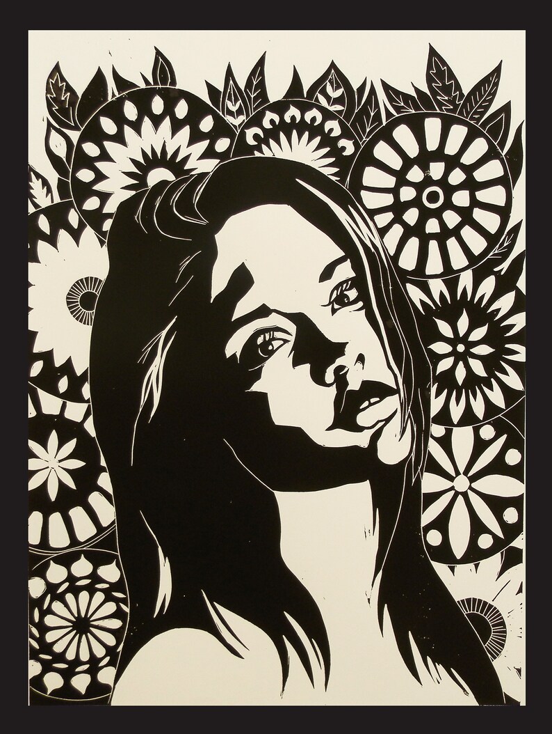 Female Nude Art Lino Cut Print Hand Pulled Expressionist Style Etsy UK