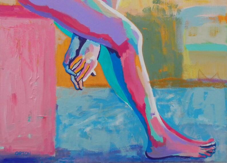 Abstract Nude Art Male Acrylic Figure Study Original Painting | Etsy