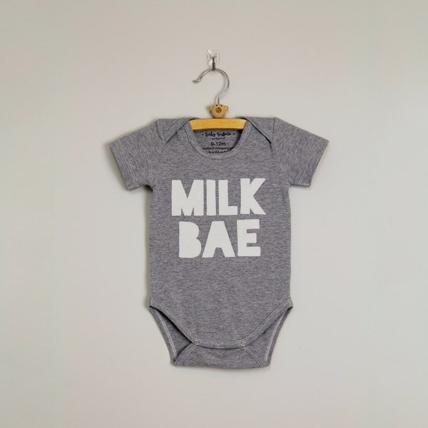 Milk Bae onesie, funny baby onesie, applique bodysuit, breastfeeding gift, handmade baby onesie, neutral baby bodysuit