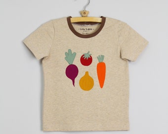 Kids veggie shirt, Handmade kids shirt, Garden kids clothes, Kids applique skirt, Vegetable shirt, Kids carrot shirt, Farmer kids shirt