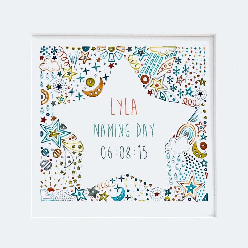 Christening Gift Personalised Star Print Naming Ceremony Day Gift