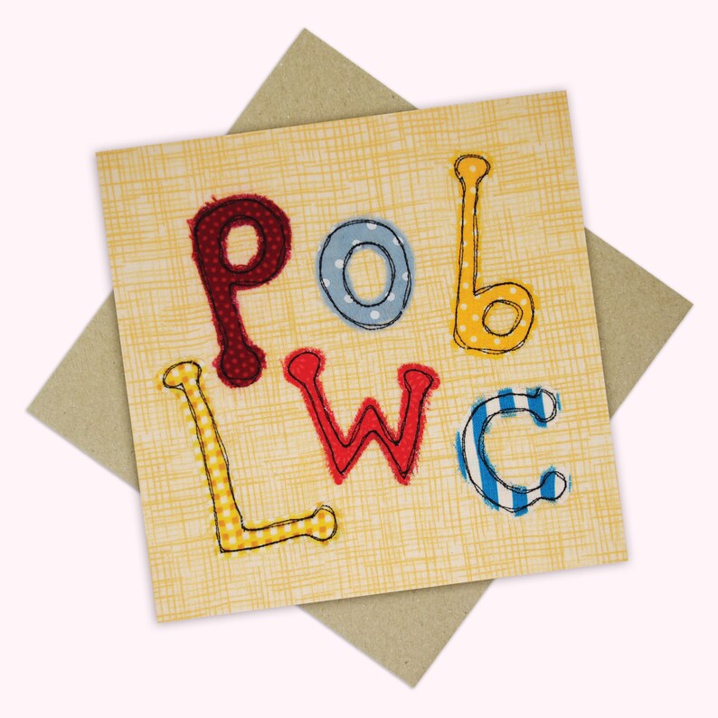 Cerdyn 'Pob lwc' Cymraeg Welsh 'Good luck' Etsy