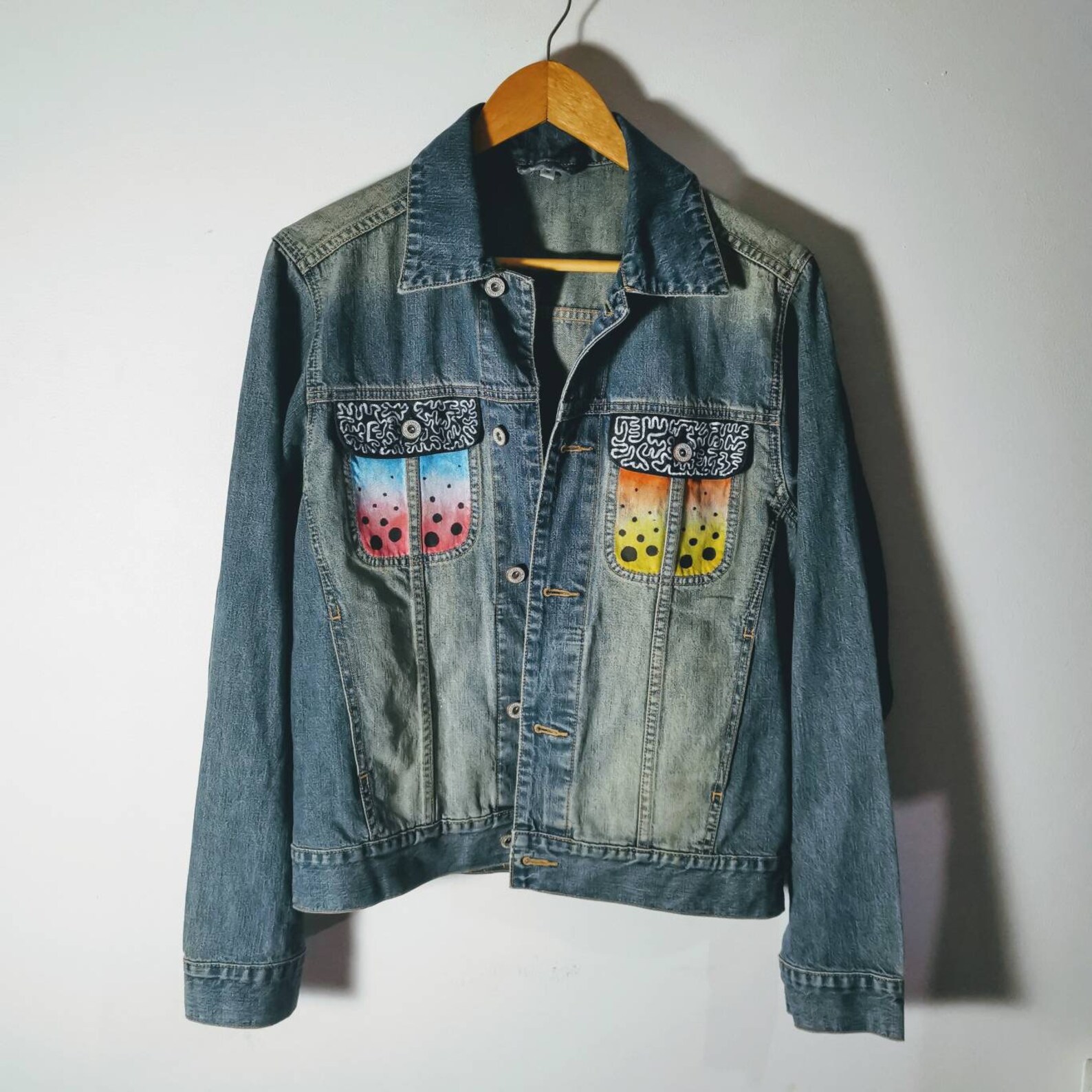 Funky Painted Denim Jacket | Etsy