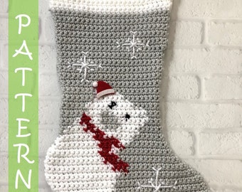 Polar Bear Christmas Stocking CROCHET PATTERN