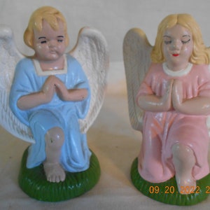 Hand Painted Boy and Girl Praying Angel Figurines