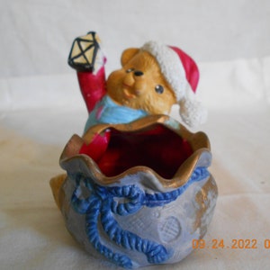 Santa Bear with Toy Bag Candy Dish