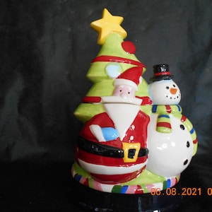 Santa/Tree & Snowman Cookie Jar