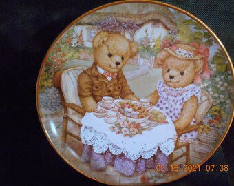 Franklin Mint Teddy Bear Collectible Plate (Tea for Two)