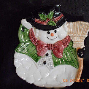 Fitz and Floyd ~ Omnibus Snowman Canape Plate