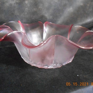 Pink Frosted Mikasa Glass Bowl