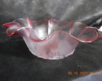 Pink Frosted Mikasa Glass Bowl
