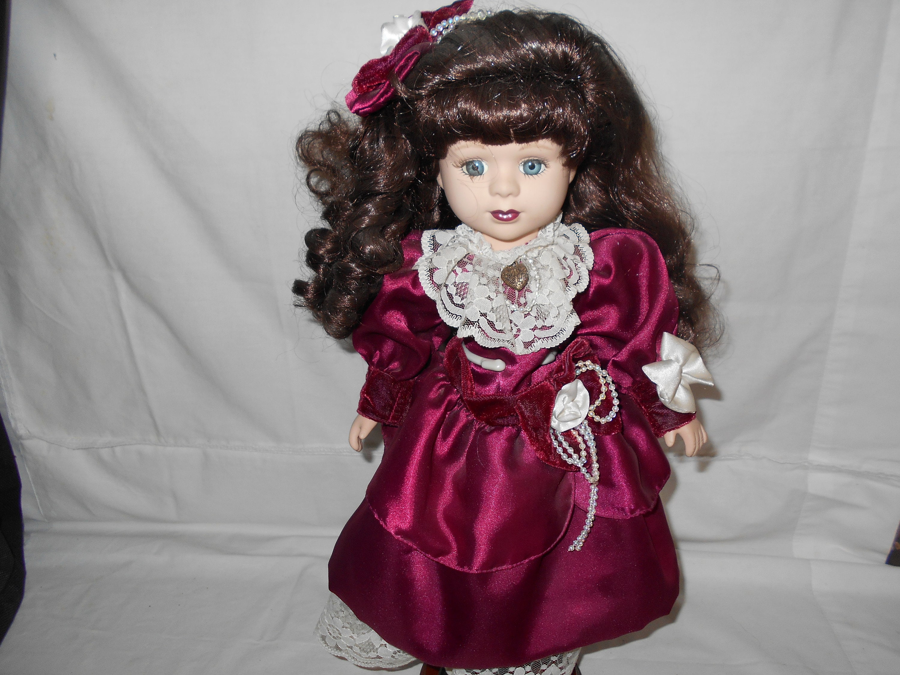open lace back dress Great Western Trading "Sally" porcelain doll 29765
