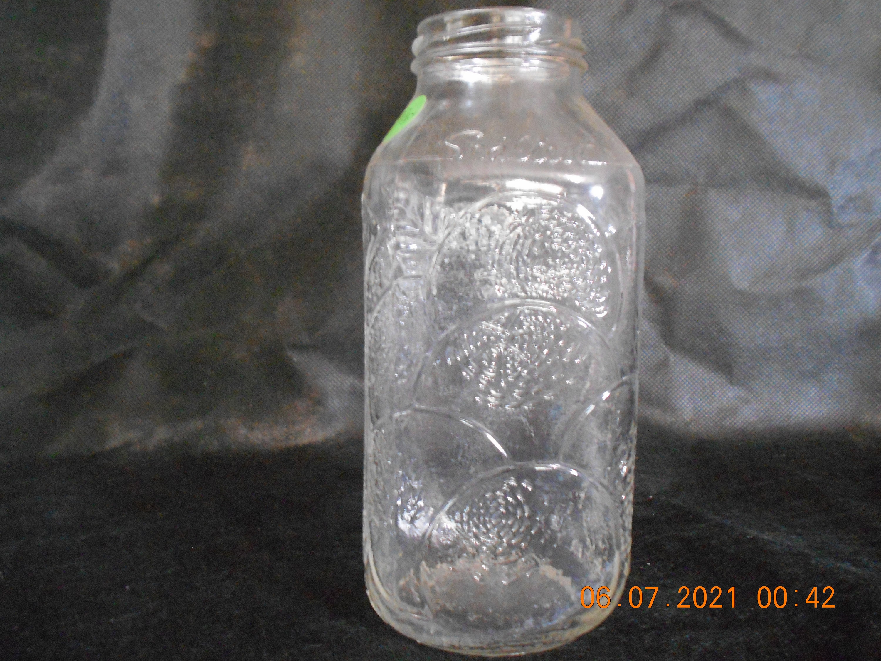 Vintage Kraft Orange Juice Clear Glass Jar Bottle Half Gallon