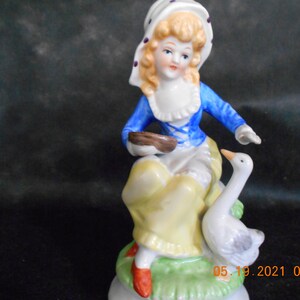 Farm Girl with Goose Figurine