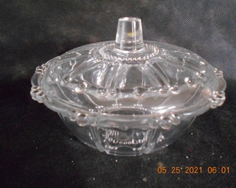 Crystal Clear Glass Covered Candy Dish