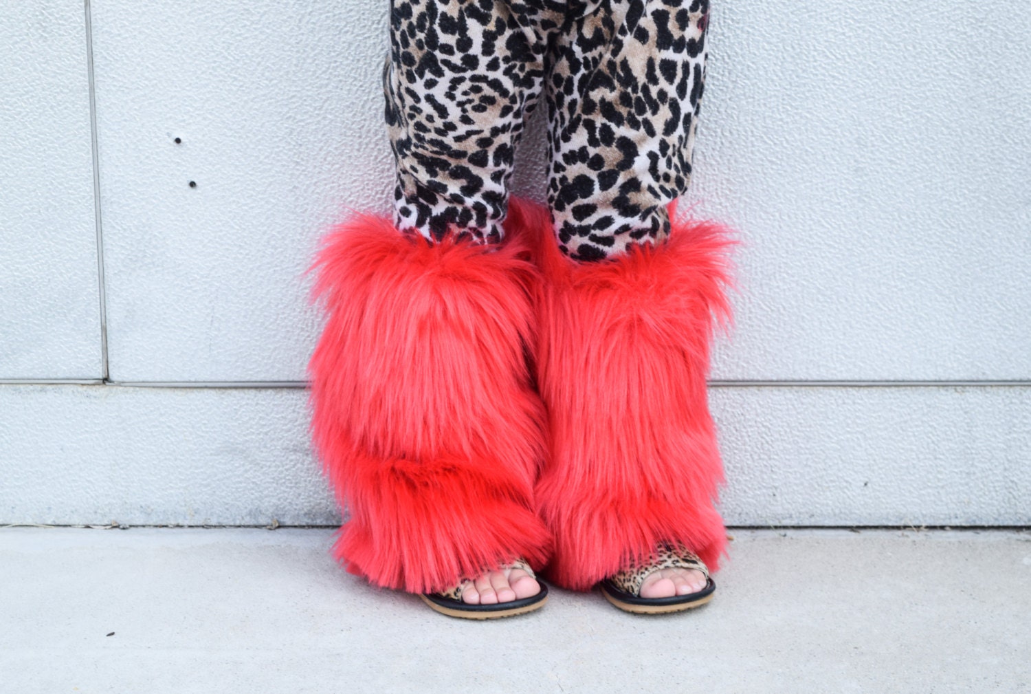 Red faux fur leg warmers furry leg warmers fur vest child Etsy