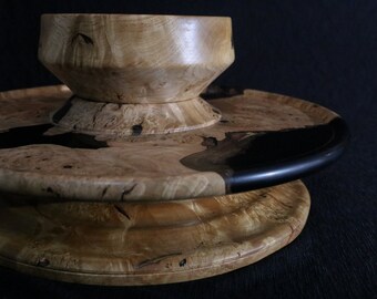 Rare Maple Burl Hand Turned Lazy Susan Charcuterie Stand