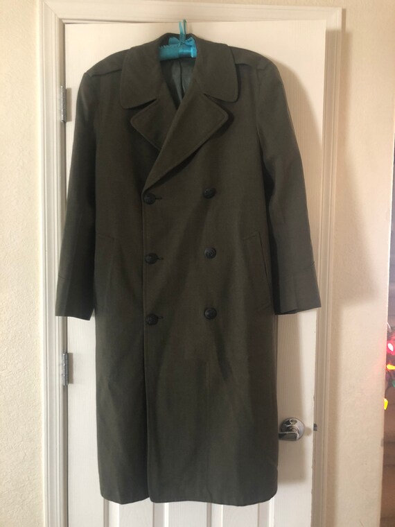Vintage Men’s Marines Long Serge Wool Overcoat