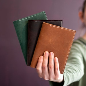 Leather Journal Cover , Personalized Refillable Notebook Passport Holder , Vow Book cover, 3rd Anniversary , Christmas Gift For Him  Her