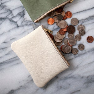 Bolsa de cuero, monedero pequeño con cremallera, tarjetero pequeño de cuero de colores, regalo minimalista para el Día del Padre para él y para ella.