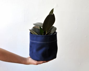 Navy Blue Plant Pot Etsy