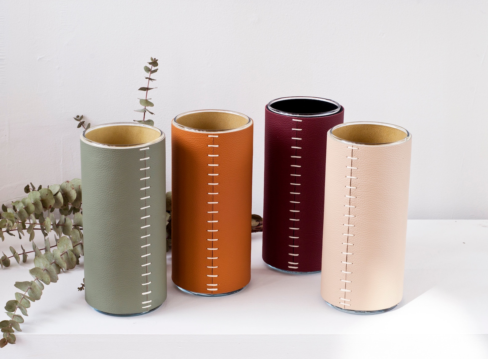 Leather Vase Leather Wrapped Flower Vase Luxurious Etsy