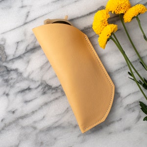 Personalized Eyeglasses Case Soft Leather Sunglasses Sleeve Bridesmaid Birthday Gift Customized Mother's Day Gift for him her, YELLOW OCHRE