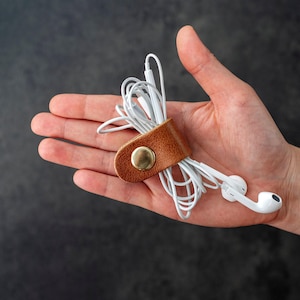 Limited Leather Cord Wrap Cord Holder Headphone Cord Drawer Organizer Charge Cable Holder,  Minimalist Gift For Him Her Christmas