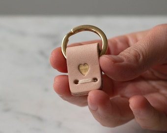 Tiny Leather Key Holders , Small Minimalist Gold Colored Key Ring , Key Chain , Key Fob Mothers Day Gift For him , her