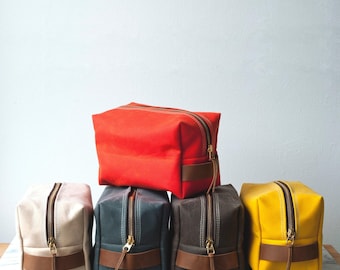 Personalized Waxed Canvas Dopp Kit, Large Travel Toiletry Bag